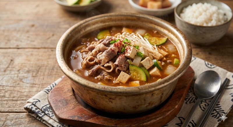 차돌박이 된장찌개 완성 사진