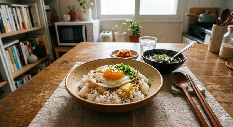 자취생 간장 계란덮밥 완성 사진