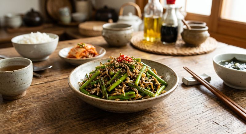 마늘종 멸치볶음 완성 사진