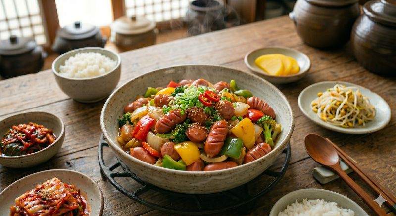 초간단 소시지 야채볶음 완성 사진